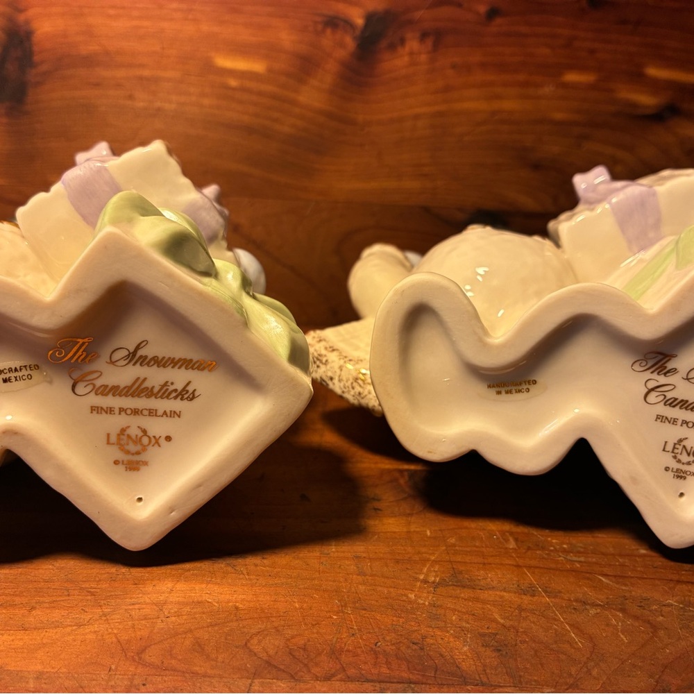 Lenox The Snowman Candlesticks Christmas Candle Stick Holders Set Of 2 - Picture 3 of 10